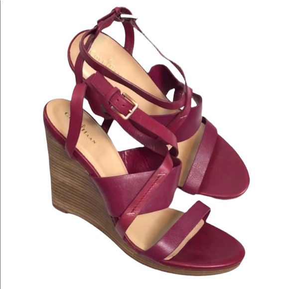 Cole Haan Women's Pelham Leather Wedge Sandals Size 11 - Picture 1 of 8
